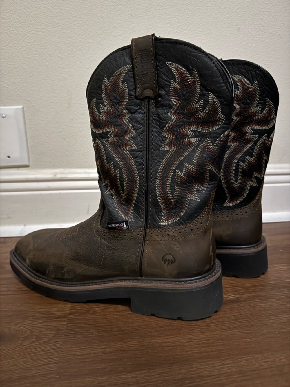 Men's Brown Work Cowboy Boots - Rugged Pull-On Style - Picture 2 of 6